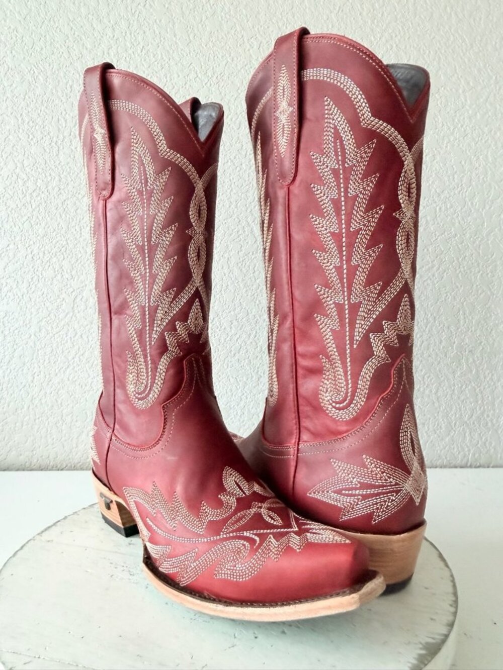 Lane LEXINGTON Red Cowboy Boots Womens 9 Western Leather Mid Calf Tall Snip Toe